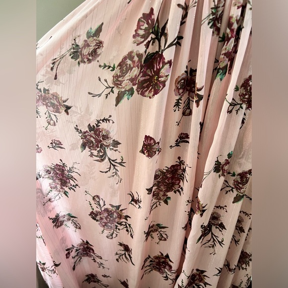 Marchesa Notte Carrara Blush Floral Halter Lurex ‎ Maxi  SZ 2 pink Cottage Core - Picture 5 of 16